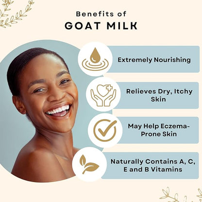 Goat Milk Lotion, Lavender - Home & Away Set, Natural, Body/Hand - Goat Milk Hand Cream for Women and Men - Creamy, Dry Skin Relief - Lavender Lotion - 8oz & 2oz Travel Size Tube