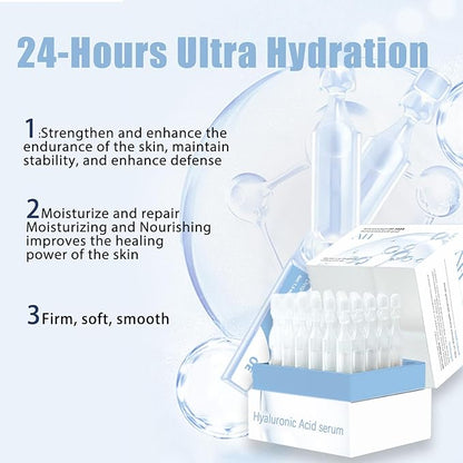 Ultra-Hydrating Serum 5% 30PCS + Em ergency Repair and Firming Oil-Suspension Serum 30PCS - Single-Use Vials Hyaluronic Acid Tubes - 4D Hyaluronic Acid Skincare for Women Anti Aging