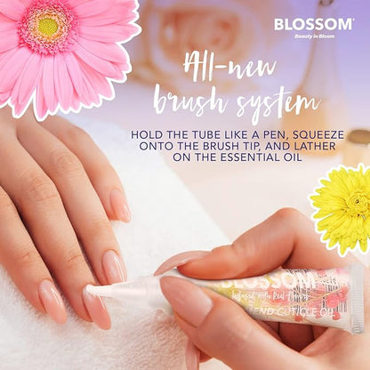 Blossom Cuticle Oil Pen for Nails, On the Mend Scented Travel Nail Oil for Growth and Strength, Infused with Real Flowers 0.34oz, Hibiscus