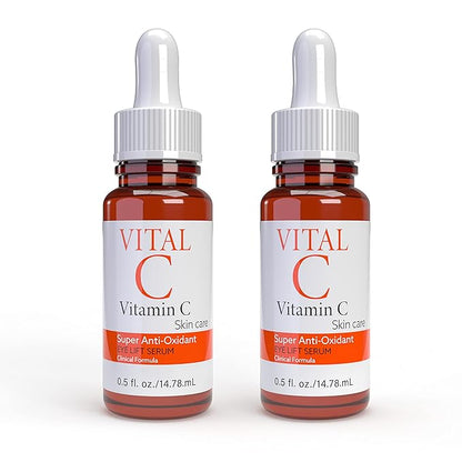 Vital C Vitamin C Serum for Eyes | Light Moisturizer | Skin Firming | Boosts Collagen | Vitamin C Skin Care Super Anti Oxidant Eye Lift Serum, 0.5 Fl Oz (2 Pack)