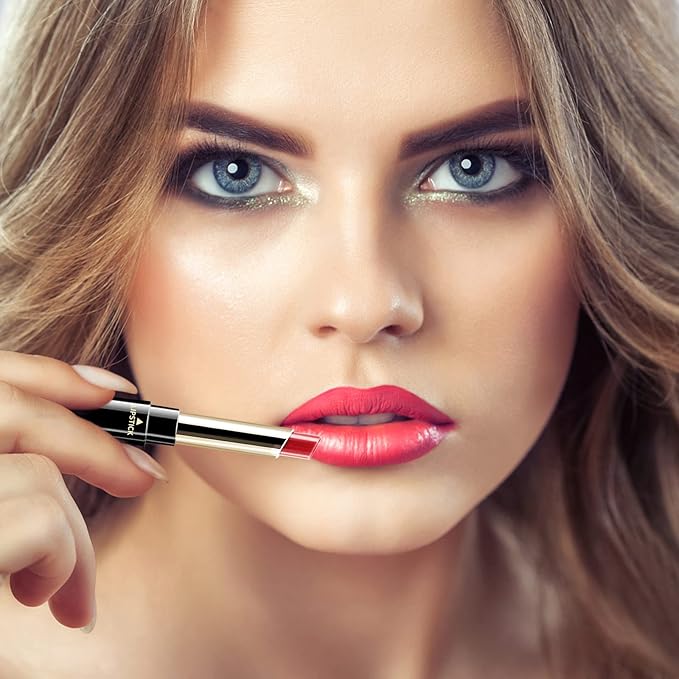 Boobeen 2 in 1 Double Head Lipstick & Lip Liner Makeup Set Matte Velvet Lipgloss Lipstick Creamy Lip Pencil for Women, Long-lasting and Non-smudge (#06)