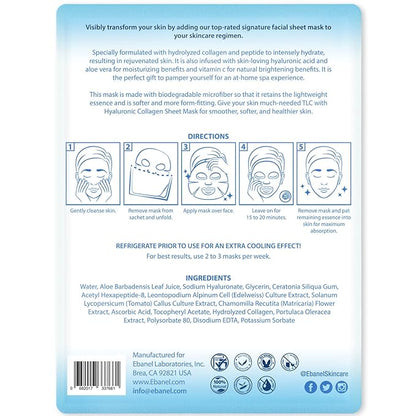 Ebanel 40 Pack Collagen Peptide Hydrating Face Masks, Instant Brightening Firming Anti Aging Face Sheet Masks, Moisturizing Spa Facial Mask Skincare with Hyaluronic Acid, Vitamin C, Chamomile, Aloe