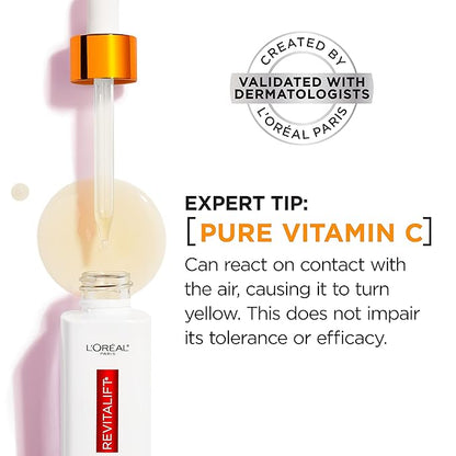 L'Oreal Paris Revitalift 12% Pure Vitamin C Serum, Vitamin E, Salicylic Acid, Brightening 1 oz + Moisturizer Sample