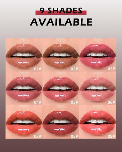 Moisturizing Lip Solid Serum Gloss,Red Shimmer Glossy Plumping Lipstick Pen, Hydrating Tint Lip Balm, Long Lasting Waterproof Jelly Lip Gloss Plumper Lip Tint Stain,Christmas Makeup Gift for Women- 08