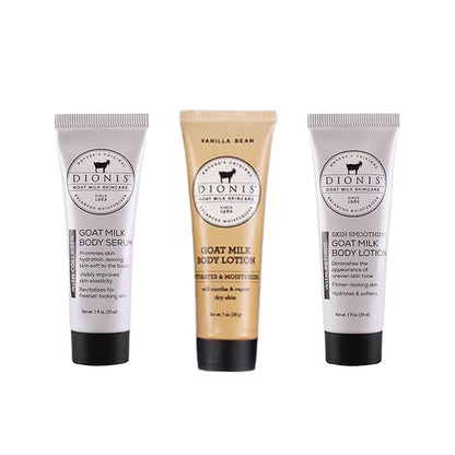 Dionis Goat Milk Skincare Body Care Set - Vanilla Bean Lotion, Body Lotion W/Retinol, Body Serum W/Collagen, Deep Hydration and Younger Skin