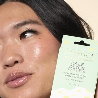 Pacifica - Blackhead Remover Strips Nose Strips - Kale Detox Skin Care - Deep Pore Cleansing Nose Strips w/Instant Pore Unclogging - Oil-Free, Non-Comedogenic Vegan, Clean Beauty Dermatologist Tested