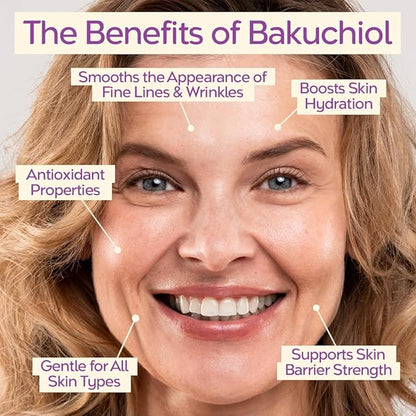 Tree To Tub Bakuchiol Face Serum - Gentle Hydrating Retinol Serum for Face with Hyaluronic Acid & Peptides for All Skin Types