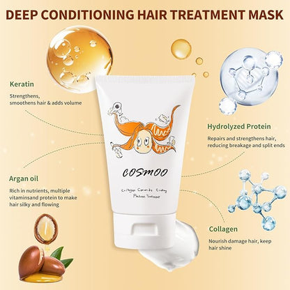 Hair Mask for Damaged Hair-Collagen Coating Hair Protein Treatment, Deep Repair Conditioner for Damaged, Curly, or Straight Thin Fine Hair 100ml
