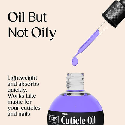 C CARE Lavender and chamomile Cuticle Oil For Nails - Repairs Cuticles Overnight - Moisturizes and Strengthens Nails and Cuticles - Dropper & Brush included - 2.5oz