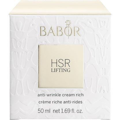 BABOR HSR Lifting Anti Wrinkle Cream Rich, Anti Aging Night Cream, Target Fine Lines, Vitamin E Strengthens Increasing Moisture and Improving Radiance, Daily Moisturizer for Smoother Skin, 1.7 oz