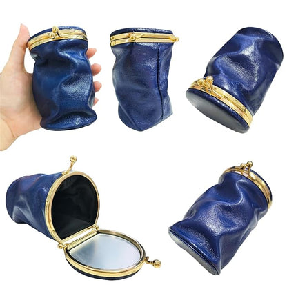 Leather Lipstick Pouch Mini Cosmetic Bag with Mirror Bag