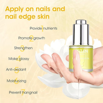 Gellen Nail Oil For Growth and Strength, Vitamin E Nail Cuticle Oil Moisturizer Strengthener Skin Cuticle Nail Care Nourishing Oil for Hydrating, Moisturizing, Strengthening, Repairing, 0.68 Oz