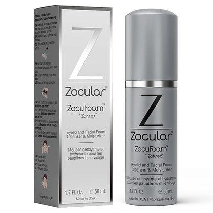 Zocuwipe Eyelid Wipes Eyelid Cleanser and Moisturizer Pads 30ct + Zocufill Elixir Eye Gel and Face Serum + Zocufoam Cleanser Bundle