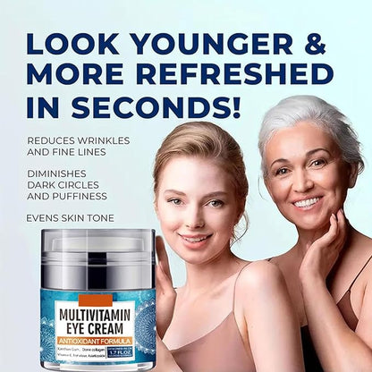 Eye Cream for Women, Multivitamin Eye Cream Under Eye Cream for Dark Circles Anti Aging and Wrinkle Deeply Moisturizing Reduces Bags Puffiness Face Tightening Eye Lift 1.7oz