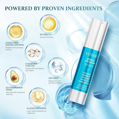 Retinol Under Eye Cream - Eye Cream for Eye Bags, Dark Circles, and Fade Wrinkles, Fine Lines Skin Care Treatment for Women and Men, 20ML blue