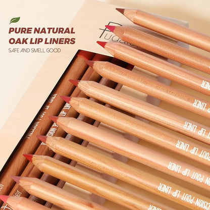 Lip Liner Set, 12Pcs Pure Natural Oak Brown Lip