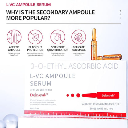 DEleventh Korean Brand Vitamin C Ampoule Serum 2ml × 7EAe / with Pro-Xylane, Anti-Aging, Brighten, Hydrate, and Smooth Skin, Creates a Radiant, Youthful Complexion