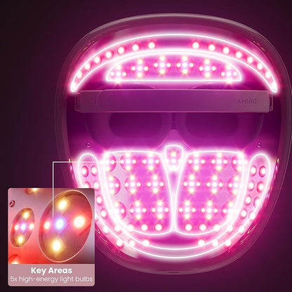 AMIRO Spectra 5-in-1 Light Therapy Face Mask, Contour With Blue, Red, Green, Yellow, and Infrared Light, 3 Modes for Oily, Acne-Prone, and Sagging Skin, Skincare for Face, Silver