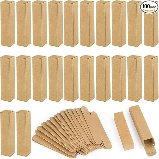 Cositina 100 Pack 0.78 * 0.78 * 3.34 inch Kraft Paper Lipstick Box Rectangle Lip Balm Kraft Boxes Essence Oil Bottle Packaging Organzier for Makeup Sample Tube Storage DIY Gifts - Brown