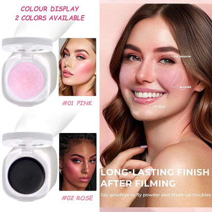 Cream Blush Makeup, Natural Pink/Black Glossy Face Blusher, Glitter, One)
