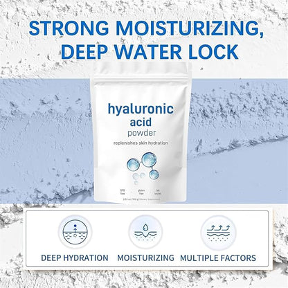 Hyaluronic Acid Powder for Skin Care - Low Molecular Weight, Cosmetic Grade, Water-Soluble Moisturizing Ingredient for DIY Facial Serum & Skincare