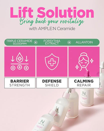AMPLE:N Ceramide Shot Serum – Korean Anti Aging and Hydrating Serum with Ceramide for Deep Moisturization – For Dry & Rough Skin to Reduces Wrinkles & Repairs Skin, 3.38 fl.oz.