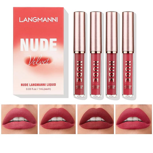 LANGMANNI Matte Liquid Lipstick Makeup Set Velvety Liquid LANGMANNI