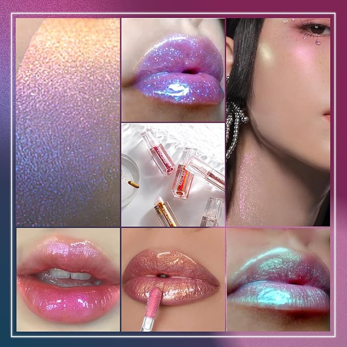 Glitter Chameleon Liquid Lipsticks, Diamond Shimmer Glow Metallic Glitter