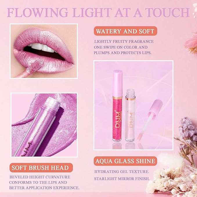 COOSA Glitter Liquid Lipsticks, Diamond Shimmer Metallic Plumping Glitter