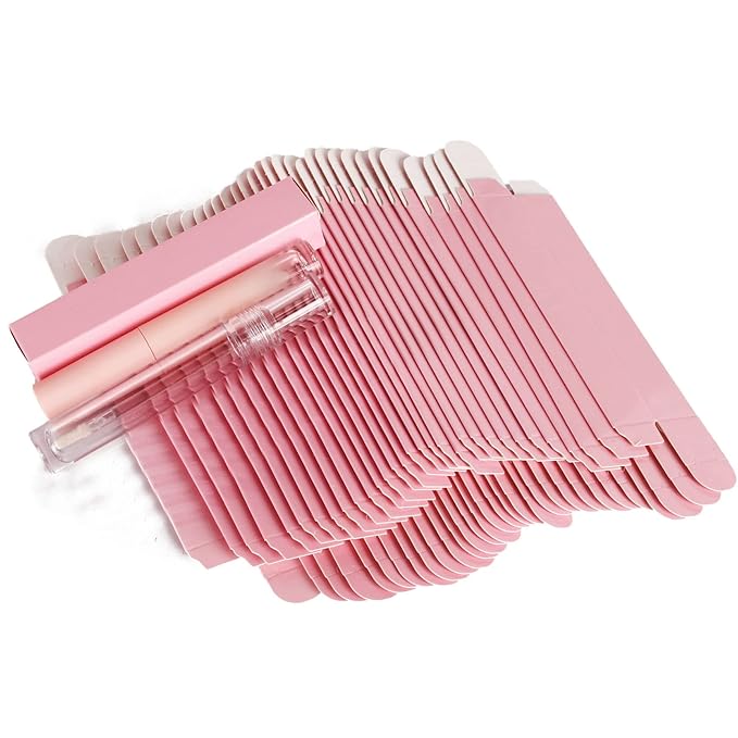 COSIDEA 50 pieces 350gms lip gloss paper box, lipgloss mascara eyeliner packing box for DIY cosmetic, (20 * 20 * 110mm, Pink)