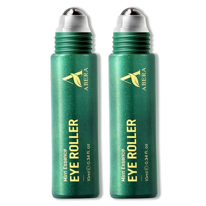 Abera Eye Roller Serum with Mint Essence for Men, Vitamin C and Peptides - Energizing Serum for Dark Circles and Puffiness, Fine Lines Serum, 0.34 fl oz (B. 2 Boxes)