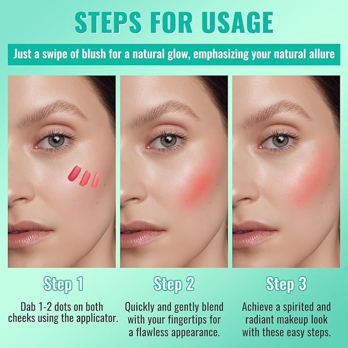3Pcs Liquid Blush for Cheeks, Soft Moisturizing Matte