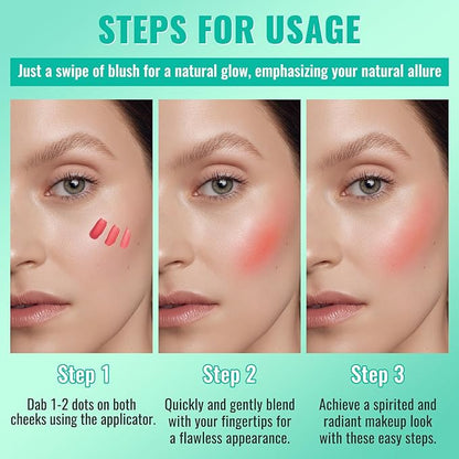 3Pcs Liquid Blush for Cheeks, Soft Moisturizing Matte