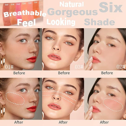 Liquid Blush Make up,Cream Blush for Cheeks,Natural Looking,Lightweight,Breathable Oz (01#02#03#)