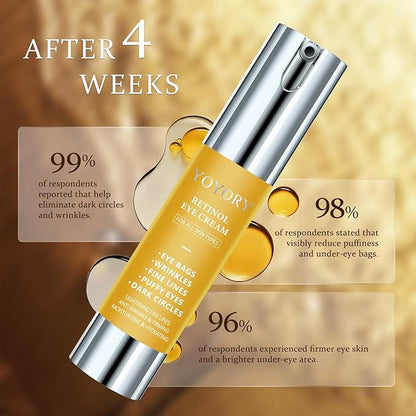 Retinol Under Eye Cream - Eye Cream for Dark Circles and Puffiness, Eye Bags, Wrinkles Fine Lines Skin Care Hydrates & Lifts Gold(0.47 Fl Oz)