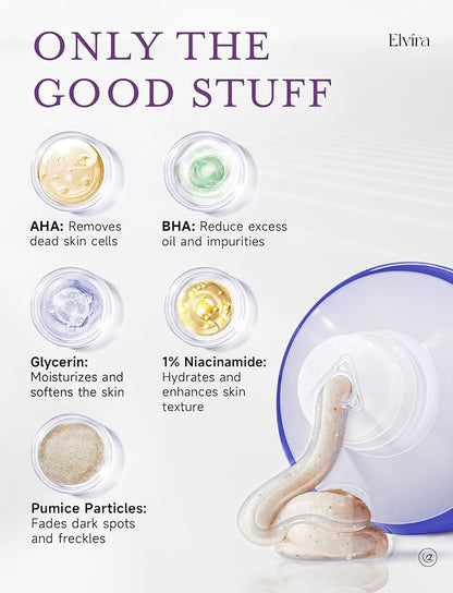 Elvira KP Bump Eraser Foot & Body Scrub, Exfoliating Scrub for Keratosis Pilaris, Smooth Skin with 10% AHA BHA & Niacinamide, Deep Moisturizing Cleanser for All Skin Types, Exfoliante para el Cuerpo