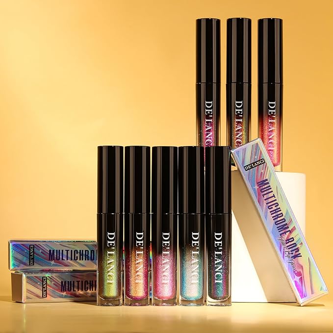 Chameleon Liquid Lipstick Purple Brown Green Color,Shimmer Metallic Colourful Lip Gloss for Women Girls Lips Makeup Gift,Hydrating Waterproof and Long Lasting Lip Stick Shiny,Talc-Free,#6