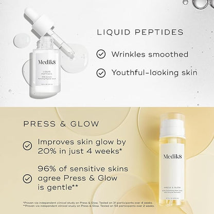 Medik8 Serum Tonic Duo - Liquid Peptides - Gentle, Cleansing Exfoliant Toner - Smoothing, Firming Multi Peptide Serum - 2 pc