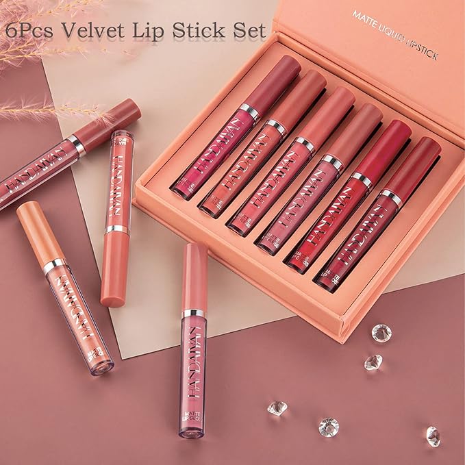 6pcs Matte Liquid Lipstick Set, Nude Lipsticks Makeup Gloss
