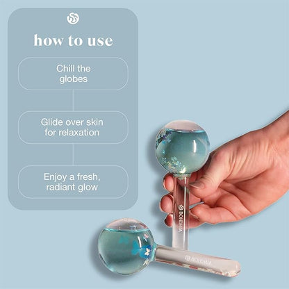 Cryo Glam Globe's | Glow in The Dark Ice Globes with Butterfly Infusion – Cooling Cryo Facial Massager for Depuffing, Tightening & Anti-Aging Skincare