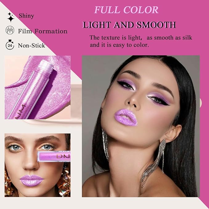 COOSA Glitter Liquid Lipsticks, Diamond Shimmer Metallic Plumping Glitter