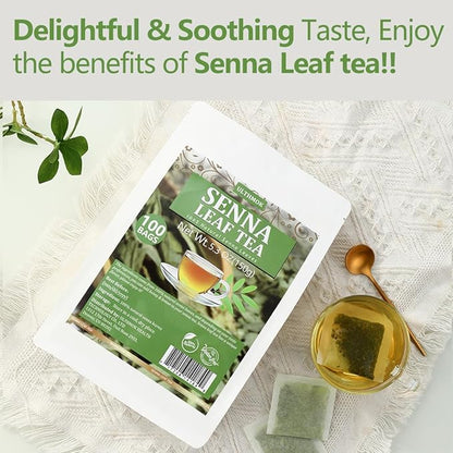 Premium 100 Senna Tea Bags, Made with 100% Natural Senna Leaves, No Additives & Caffeine Free.