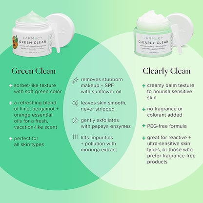 Farmacy Makeup Remover Cleansing Balm - Clearly Clean Sensitive Skin Makeup Remover + Oil Based Cleanser - Gentle Exfoliating Double Cleanser - Melts From Balm to Milky Lather - Fragrance Free (12ml)