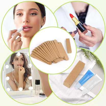 Cositina 100 Pack 0.78 * 0.78 * 3.34 inch Kraft Paper Lipstick Box Rectangle Lip Balm Kraft Boxes Essence Oil Bottle Packaging Organzier for Makeup Sample Tube Storage DIY Gifts - Brown