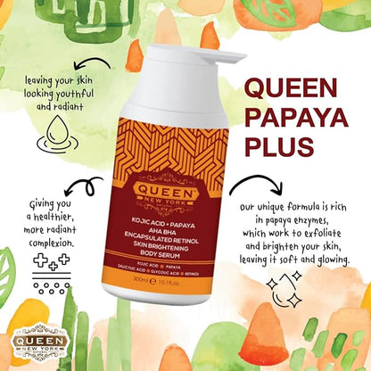 QUEEN NATURAL NEW YORK QUEEN PAPAYA PLUS | Kojic Acid+Papaya AHA BHA Plus Multi-Bright Body Serum (Pack of 1)