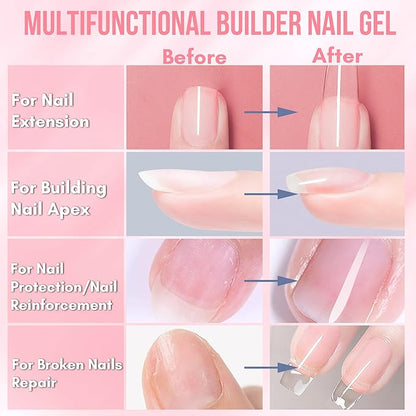 Makartt 3Pcs Cuticle Oil Pen Nail Care Set, Nail Cuticle Revitalizer Oil 5ML Nail Repair Bundle Builder Nail Gel 15ml 5 in 1 Multifunctional Clear Gel Nail Polish