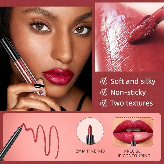 3 In 1 Liquid Lipstick Makeup Set, Non-stick Cup Matte Liquid Lipstick For Woman, Moisturizing Lip Gloss And Lip Liner, Long Lasting Lipstick 24H,Waterproof Velvet Liquid Lipstick Kit (01# Romantic Purple)