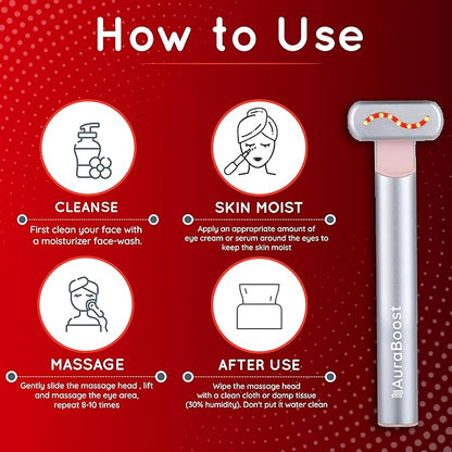 Handheld LED Red Light Therapy for Face and Neck - Vibrating Massage, Glowing Skincare Wand, Smart Sensor, Portable Facial Device, Face Therapy Wand Skin Health Tool Rejuvenation Boost