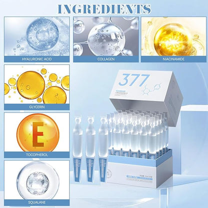 Hyaluronic Acid Tubes, 3% Hyaluronic Acid Serum Ultra-Hydrating Vials,Ultra-Hydrating Serum Single-Use Vials,Hyaluronic Acid Serum,Moisturizing, Firming and Tendering (1Pack,30Pcs)