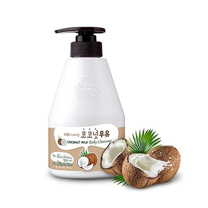 WELCOS Kwailnara Coconut Milk Body Lotion & Body Wash Set – Moisturizing & Revitalizing Korean Skincare Bundle with Coconut Milk Extract, 560g / 19.75oz Each
